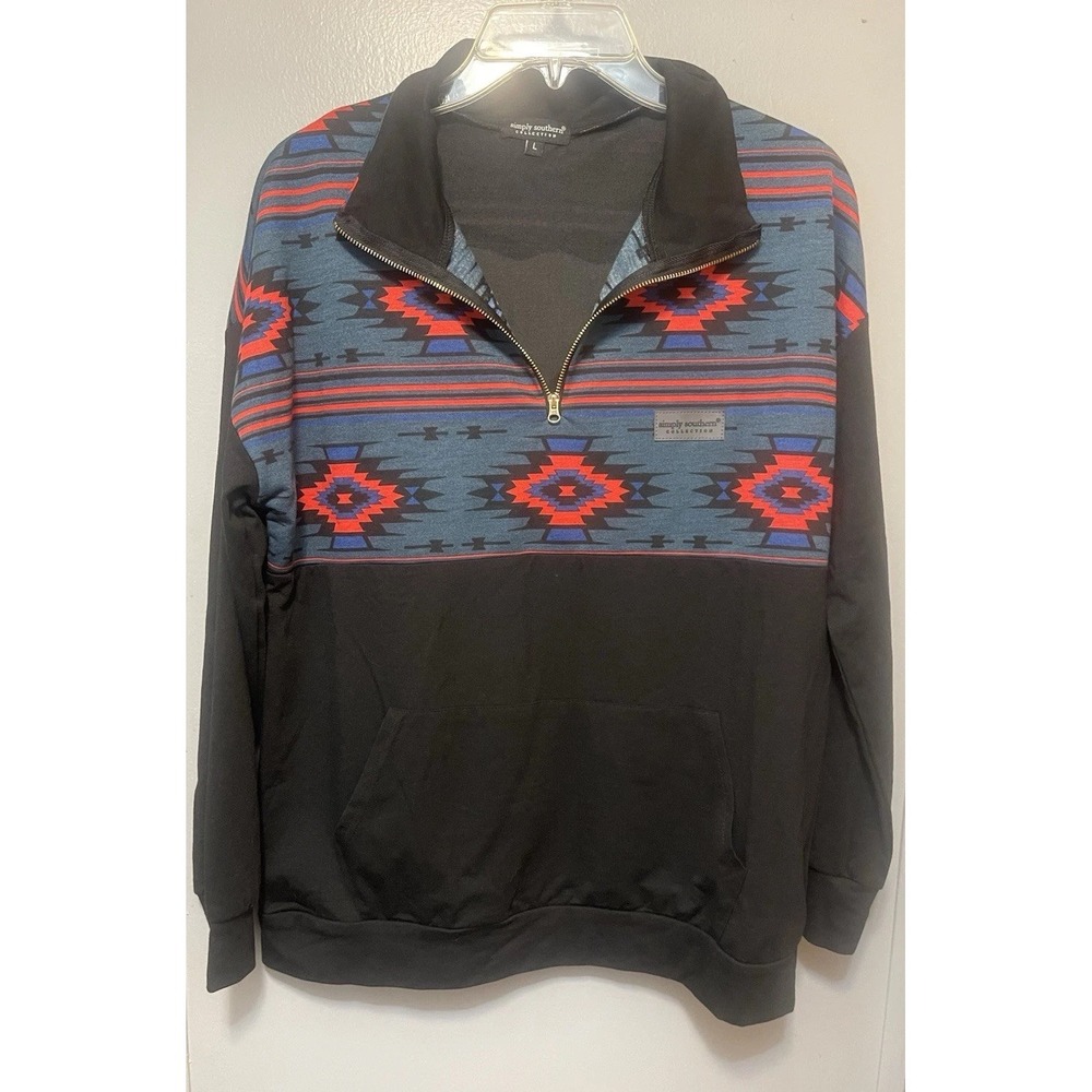 Simply southern collection black with gold sequin bear women's large pullover
